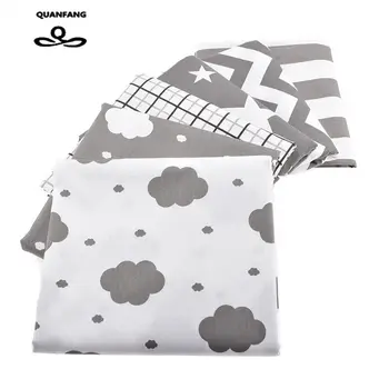 Oblaki&Star Natisnjeni Keper Bombažne Tkanine Za Šivanje Quilting Sivo Tkiva Otroška Postelja Listi Sleepwear Otroci Obleko, Krilo Material
