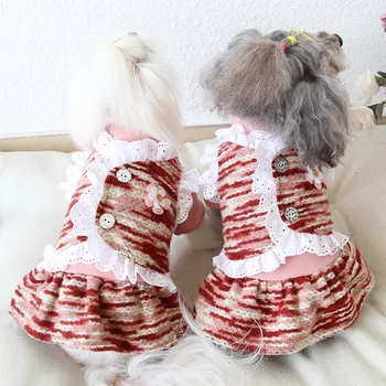 Oblačila za pse, Moda Lady Čipke Mačka Pes Obleko Moda za HIŠNE živali Oblačila Za Pse Hišnih Kuža, Pozimi Toplo Izdelki za Hišne živali Kuža Chihuahua