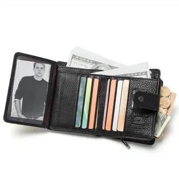 OBRNITE JE pravega usnja RFID blokiranje moške denarnice kratek torbica kovanec torbici, moški majhne hasp walet imetniki kartice človek cuzdan