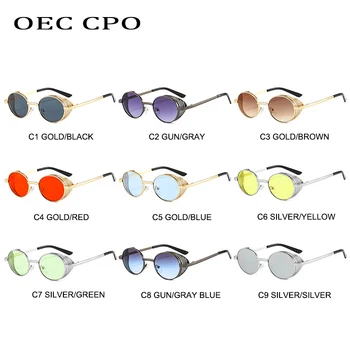 OEC CPO Ovalne Punk Vintage sončna Očala Ženske Moški Krog Oblikovalec blagovne Znamke sončna Očala Ženski Steampunk Retro Očala UV400 Oculos