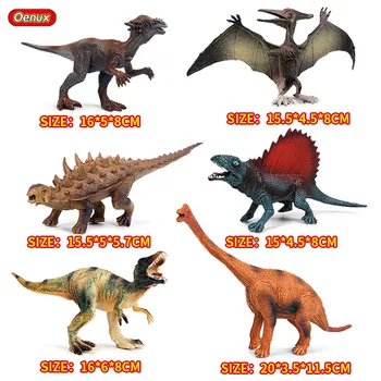 Oenux 6pcs Original Jurassic Dinozaver Akcijska Figura, T-Rex Pterodactyl Saichania Herbivore Dinozavri PVC Visoke Kakovosti Model Igrača