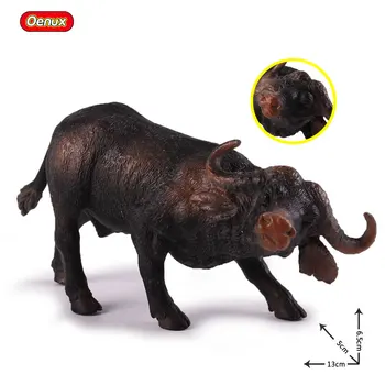 Oenux Original Afriki Buffalo Živali 3pcs Simulacije Mladiče Živali figuric Statične Srčkan Model Zbiranja Igrač Za Otroke