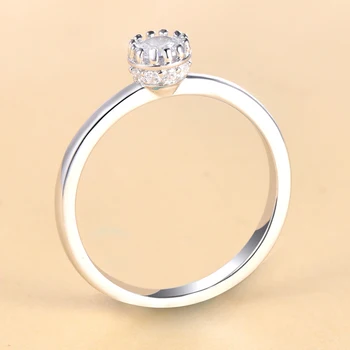 OEVAS 925 Sterling Srebro Elegantno Prst Obroči za ženske Iskrenje 4 mm Cirkon Poroko Udejstvovanje Stranka nakit za Ženske, Dekleta, Darila