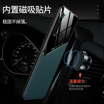 Ogledalo Usnje Primeru Telefon za Xiaomi Redmi Opomba 8t Primeru Zajema TPU Okvir vgrajenega Železa Shockproof Kritje za Redmi Opomba 8 Pro Primeru
