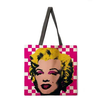 Oljna slika Monroe perilo nakupovalno vrečko dame torba zložljiva nakupovalna torba za plažo tote vrečko