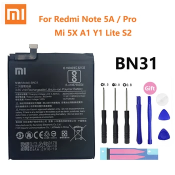 Original Xiao mi BN31 Nadomestna Baterija Za Xiaomi Mi 5X Mi5X A1 MiA1 Redmi Opomba 5A Redmi Y1 Lite S2 Telefona, Baterije, 3000mAh
