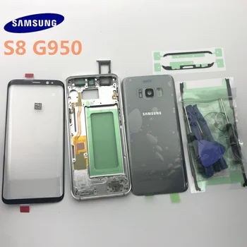 Originalni Samsung Galaxy S8 G950 G950F Polno Stanovanje Primeru Zadnji Pokrov Prednji Zaslon Steklo Objektiva+Srednji Okvir Skupaj Dele+ORODJA