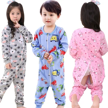Otroci Pižame Nastavite Pomlad Bombaž Otroci Pižame Fantje Dekleta Sleepwear Dolg Rokav O-Vratu Jumpsuit Jeseni Obleko