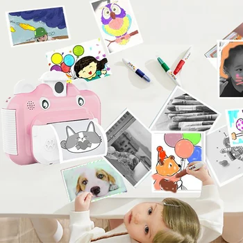 Otroci Srčkan DIY Instant Print Kamera Mini Digital Photo Camera igrače, Fotografija, Video Snemalnik Tiskanje Kamere Otroci Igrače