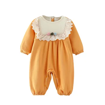 Otroška Oblačila Pozimi Baby Romper Novorojenčka Bombaž dolg rokav Žamet Baby jumpsuit za Malčke Jumpsuit rumeno 0-2Y