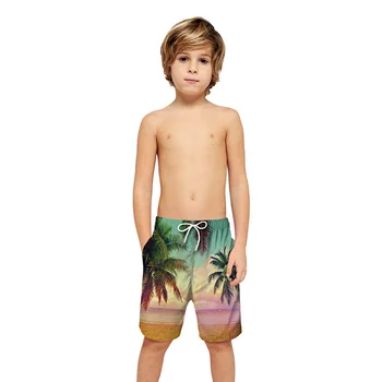 Otroška Plaža Hlače Hlače za Fante Poletje 2020 Kokosovo Drevo, Natisnjeni Plavanje Odbor Hlače Otroci, Oblačila za 8 10 12 14 Let