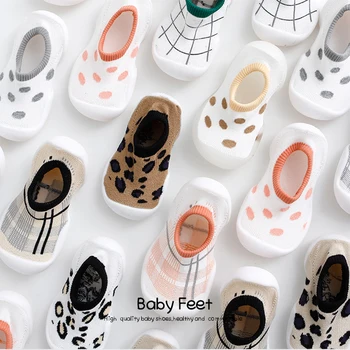 Otroška risanka anti-skid tla nogavice,spomladi in poleti leopard tiskanja otrok gume, ki je edini čevlji, baby toddlers'shoes in nogavice