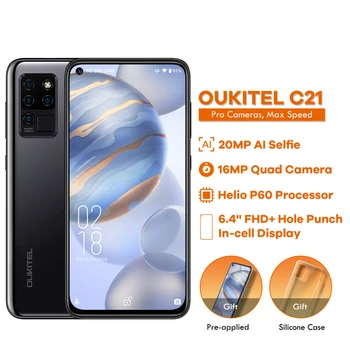 OUKITEL C21 Quad Fotoaparat 20MP Android 10 Okta Jedro mobilnega telefona 4GB + 64GB Telefon 6.4