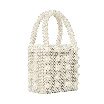 Pearl vrečko beaded polje tote vrečko ženske stranka letnik akril plastično vedro torbici poletje luksuzne blagovne znamke vrečko oblikovalec