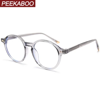 Peekaboo krog očal okvir ženske tr90 jasno objektiv retro recept očala za moške pregleden pribor ženski korejski