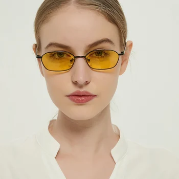 Peekaboo majhnega pravokotne sončna očala za moške, kovinsko zlata uv400 retro sončna očala za ženske 2021 celotno sliko črno rjava