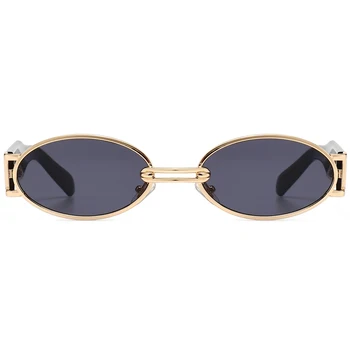 Peekaboo punk retro slogu ovalne sončna očala moških kovinski uv400 zlato okrogla sončna očala za ženske 2021 vintage dodatkov moški
