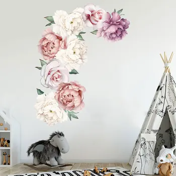 Peony cvet kombinacijo stenske nalepke TV ozadju stene dnevna soba, spalnica Doma Dekor Darilo PVC Visoke Kakovosti Stenske Nalepke
