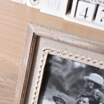 Photo frame leseno foto okvir z lesenimi belo srce starinsko ljubezen foto okvir burlap družino obletnico poroke darilo