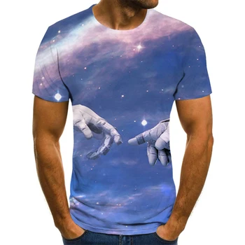 Planet vzorec moška T-shirt za moške poletne priložnostne 3DT-Srajce za moške shirt O-neck majica plus velikost ulične