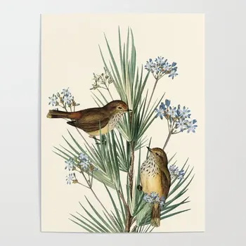 Platno HD Natisne ptiček Slikarstvo Wall Art Modro Cvetje Plakat Sodobne Zelene Botanika Doma Dekor Modularni Slike Za Spalnico