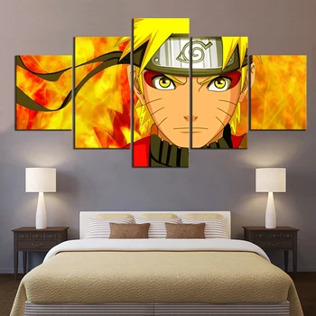 Platno Slike Doma Dekoracijo Sten Umetnine 5 Plošči Anime Naruto Sage Način Natisnjeni Modularni Sodobne Plakat Za Otroke, Soba Okvir