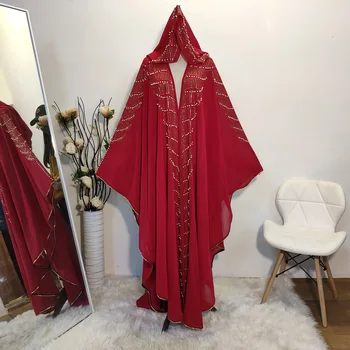Plus Velikost Afriške Obleke Za Ženske Dashiki Diamond Kroglice Afriška Oblačila Abaya Dubaj Haljo Večer Dolgo Muslimansko Obleko Hooded Cape