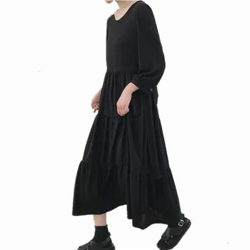 Plus Velikost Perila Bombaž Obleka Ženske Poletje Črno Bel Prevelik Svoboden Priložnostne Barva O-vratu Dolge Obleke, Vestidos 7XL/5XL