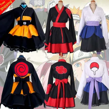 Po Meri Naruto Shippuden Naruto Uzumaki Ženski Lolita Kimono Obleko Lasuljo Anime Cosplay Kostum Za Ženske Obleke Brezplačna Dostava