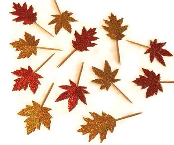 Poceni Listje Jeseni Zahvalni Cupcake Toppers --Zahvalni Dekoracijo poroke, rojstni dan otroka, poročni tuš zobotrebci