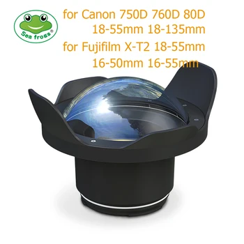 Podvodni 40m Fotografija širokokotni Objektiv Dome Vrata Za Canon 750D 760D 80D Fujifilm X-T2 Stanovanj Primeru Fisheye Fotoaparat Filter