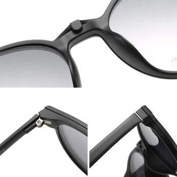 Polarizirana 5 v 1 Magnet Posnetek Na sončna Očala Ženske Retro Krog Recept, sončna Očala Za Moške Letnik Optični Kratkovidnost Očala Nova