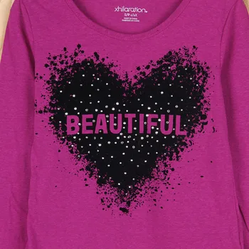 Poletje Moda Dekleta T-majice tiskanih Ljubezen Srce in Besedo, LEP,Vijolična Majice za Otroke Nova dekleta Vrhovi 5-14 Let