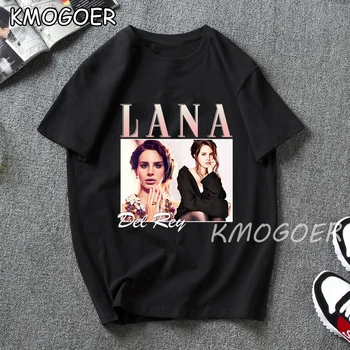 Poletje Moda za Ženske Vrh Elegantna Lana Del Rey je Natisnjena Black T Shirt Hiphop Svoboden T-shirt Vintage O-ovratnik Harajuku Tees Priložnostne