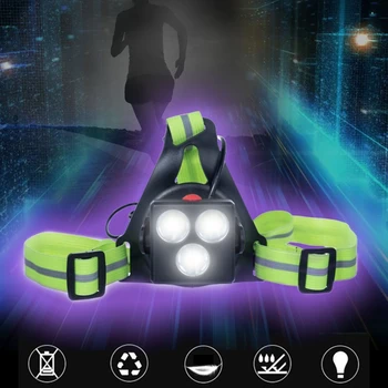 Polnilna Nastavljiva Prsih Teče LED Luč za Tekače Joggers Odsevni Telovnik Prestavi Žaromet Svetilke na Prostem