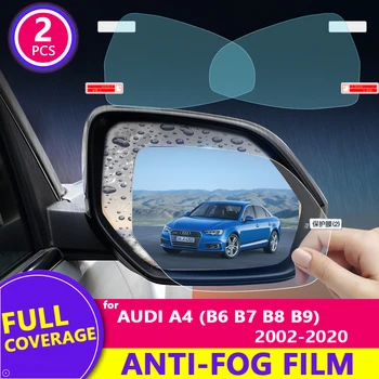 Polno Kritje Anti Meglo Rainproof Film za Audi A4 B6 B7 B8 B9 2002~2020 8E 8H 8K Avto Rearview Mirror Zaščitna Oprema S4 RS4