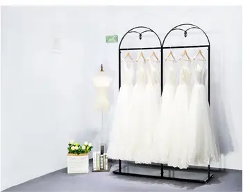 Poročno obleko zlato kovanega železa strani visi rack oblačili obešalnik zaslon stojalo samostoječi cheongsam stojalo poročno obleko