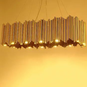 Post Sodobno Oblikovanje Zlato Aluminija Tube Obesek Svetlobe Italija Design Delightfull Razsvetljavo Keramiko Vodil Projekt svetlobe