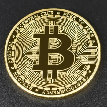 Pozlačeni Bitcoin Kovanec z Luksuzni Darilni embalaži in Torbico Embalaža Kovinski Spomina Kovanec