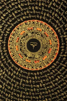 Prajna kroglice Črno besedilo diamond sutri šest besed mandala Nepal lama čisto ročno poslikano thangka slike