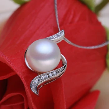 Pravi Naravni White Pearl Obesek Za Ženske,Klasična 925 Srebrna Ogrlica Dekle Rojstni Dan Majhno Darilo