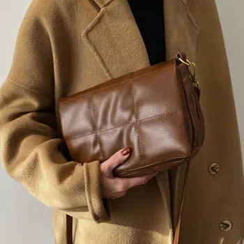 Predalčni Kvadratnih Crossbody vrečko 2021 Moda Novih kakovostnih PU Usnja Ženske Oblikovalec Torbico Vintage Ramenski Messenger Bag