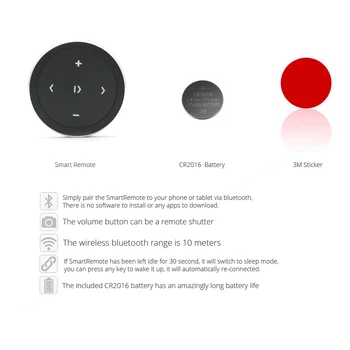 Prenosni Brezžični Bluetooth Medijev Gumb Hands-Free Pametni Daljinski upravljalnik Selfie Siri Glasbe Za IPhone, Android, IOS