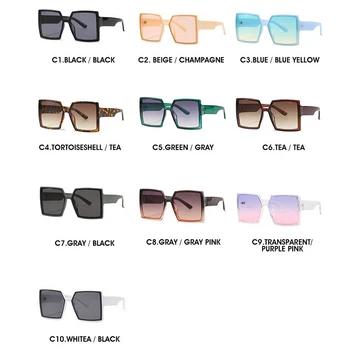 Prevelik Kvadratnih sončna Očala Ženske 2020 Luksuzne blagovne Znamke, Modni Ravno Top Blue Jasno Objektiv Sladkarije Color Plus Velikost sončne Očala MM32