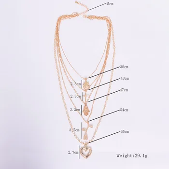 Priljubljena v Evropi in veter, votel, v obliki srca obesek pretirana večplastne star ogrlica z žensko pribor wholesal