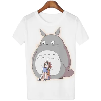 Priložnostne T-shirt Majica s kratkimi rokavi Ženske Harajuku Totoro Tiskanja Camisetas Mujer Vrhovi o-vratu tshirt Srčkan Tees Femme