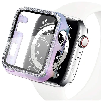Primeri za apple ura se 6 40 mm 44 primeru serije 5 4 HD, Kaljeno Steklo Screen Protector + Sijoče PC Odbijača za iwatch 3 Odbijača
