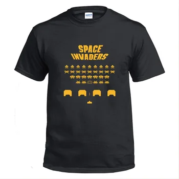 Pripravljen Igralec Ena Majica, Space Invaders T-Shirt Kratek Rokav Bombaž Priložnostne O-vrat Tee Majice za Odrasle Moške, Ženske, Poletna Obleka