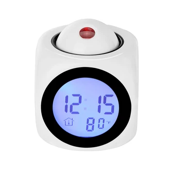 Projekcija LED-Zaslon prikazuje Čas, Digitalna Budilka Govorimo Glasovni Poziv Termometer Snooze Funkcijo Desk Ozadja Bell Timer