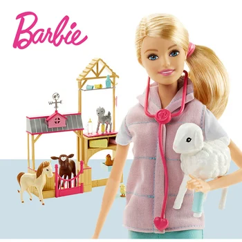 Prvotni Barbie Lutka Kmetiji Veterinarski Nastavite Barbie Obleko Gor, Obleke, Igrače, Darilo za Rojstni dan DHB71 Velik Dar Polje